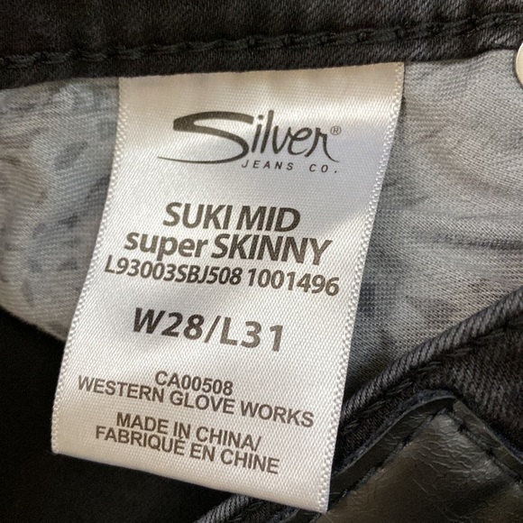 Silver jeans suki mid rise super skinny black jeans woman’s size 28 / 31 pants - Picture 5 of 10